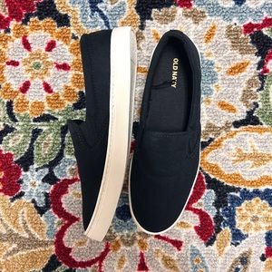 Old Navy Black Canvas Slip-On Sneakers, sz 8